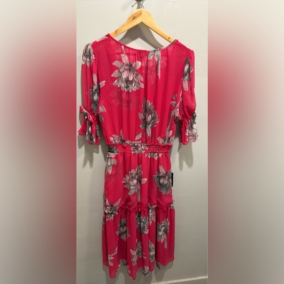 MISA Los Angeles Dariya Pink Floral Sheer Midi Dress NWT Tie Neck Boho Small - Picture 3 of 13